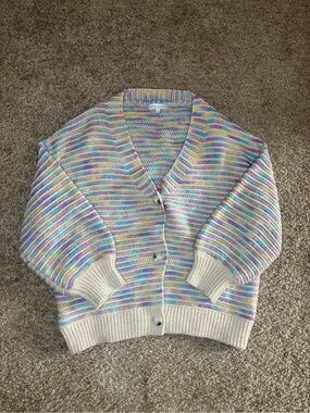 Paper Crane Cream Cardigan with Pastel Stripes